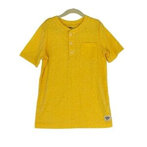 Oshkosh B’Gosh Boy’s Yellow T-Shirt 1/4 Button Soft Comfort Toddler Size 8A